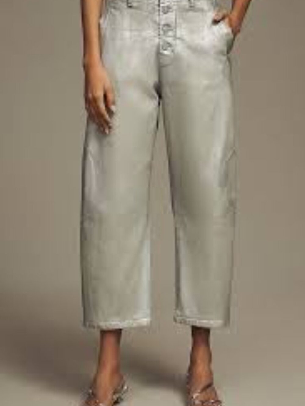 The Arin Mid-Rise Button-Front Barrel Jeans by Pilcro: Coated Edition 34P